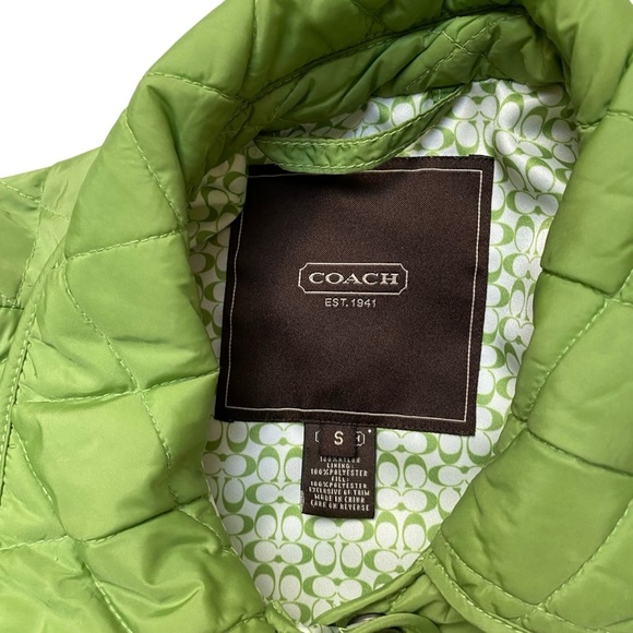 Coach Green Quilted Jacket Lightweight Diamond Stitch Outerwear Size Small - Picture 14 of 15